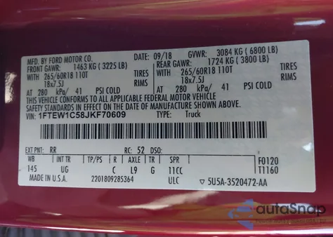 2018 Ford F-150 Xlt from USA, damaged, VIN 1FTEW1C58JKF70609